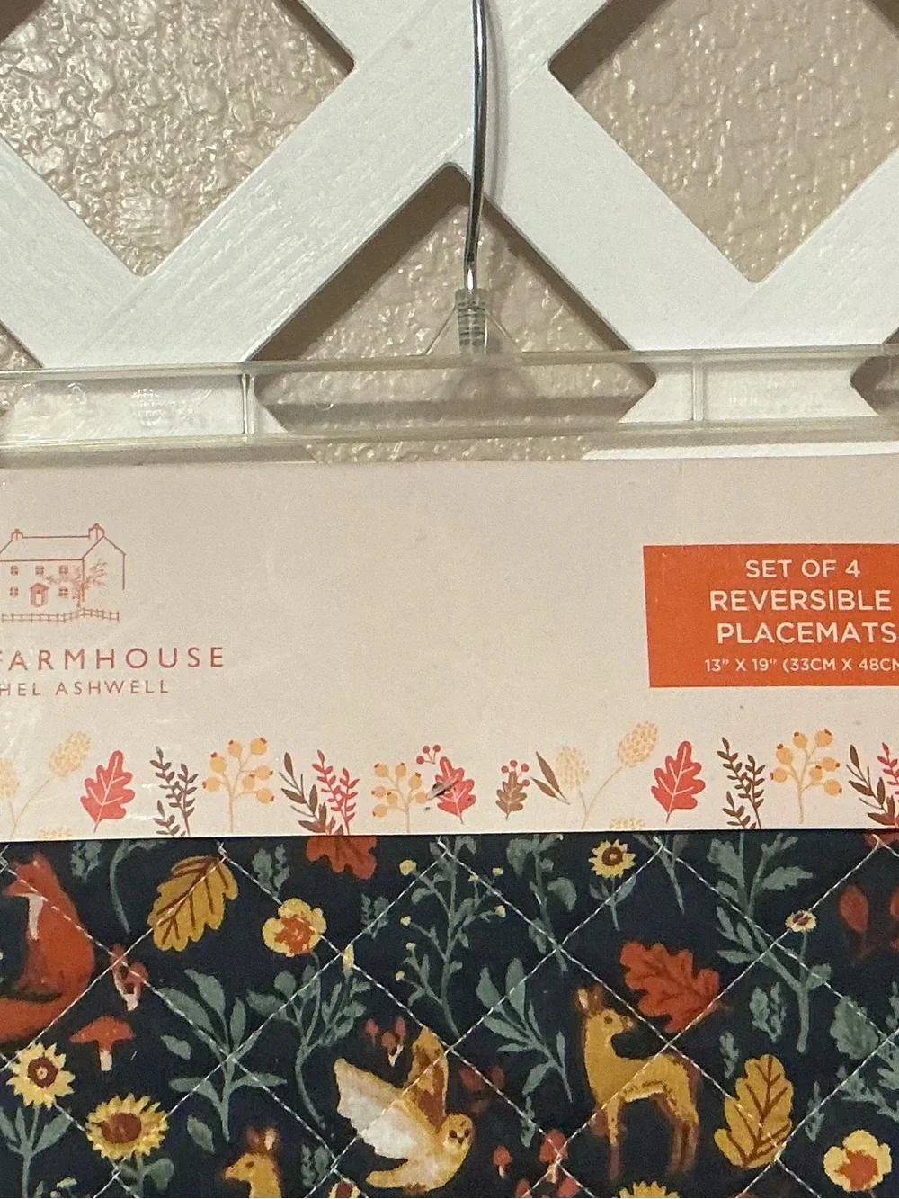 Rachel Ashwell Reversible Blue Forest Animals to Orange & Green Plaid Placemats